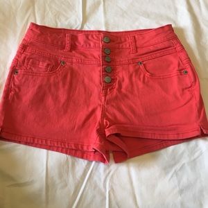 High-rise coral shorts